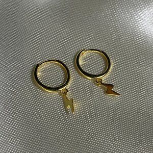 Gold Dangle Drop Hoop Earrings for Women Men Gold Plated Dainty Earrings Hypoall